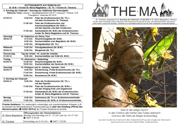 The-Ma zum 2. Sonntag der Osterzeit 2014 (27.04.2014)